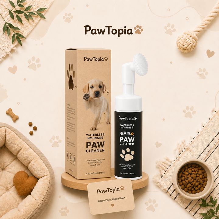 PawTopia™ Foam – Waterless Dog &amp; Cat Paw Cleaner with Brush