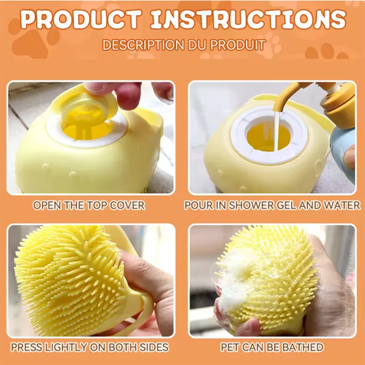 PawTopia™ Silicone Pet Bath Brush – Gentle Grooming & Shampoo Massage for Dogs & Cats